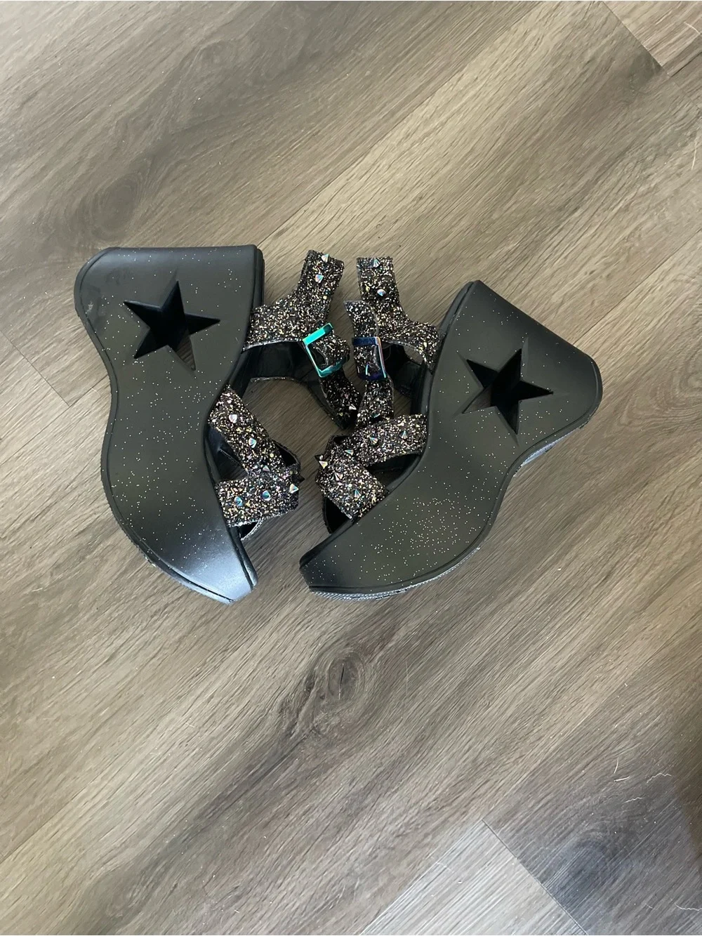 Demonia Dynamite Glitter Wedge Platform Heels